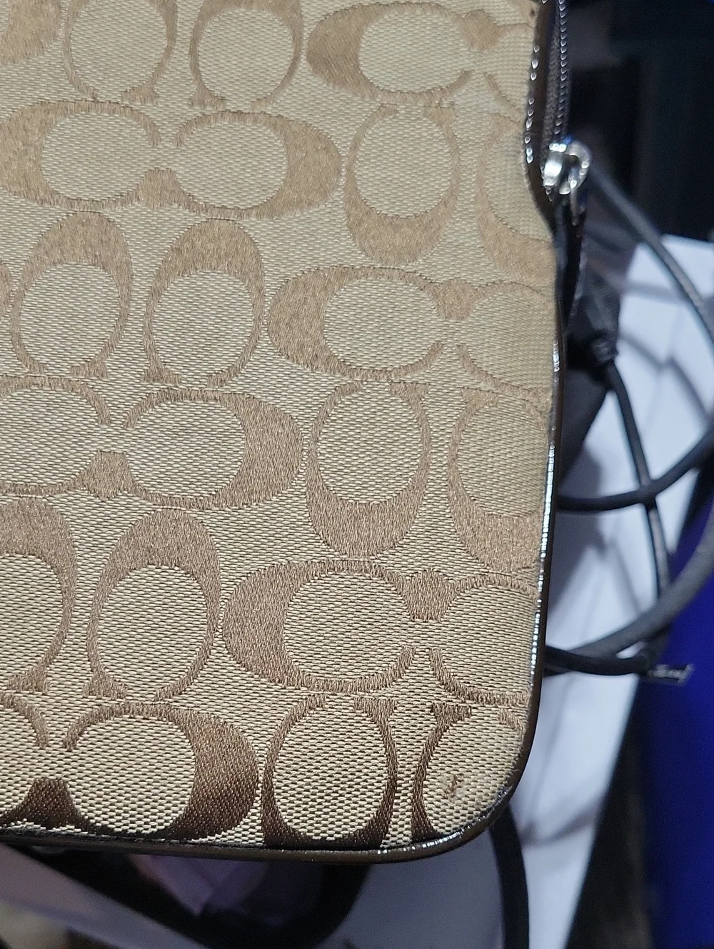 Coach Signature Canvas Brown Laptop Or Clutch / Small Messenger Bag